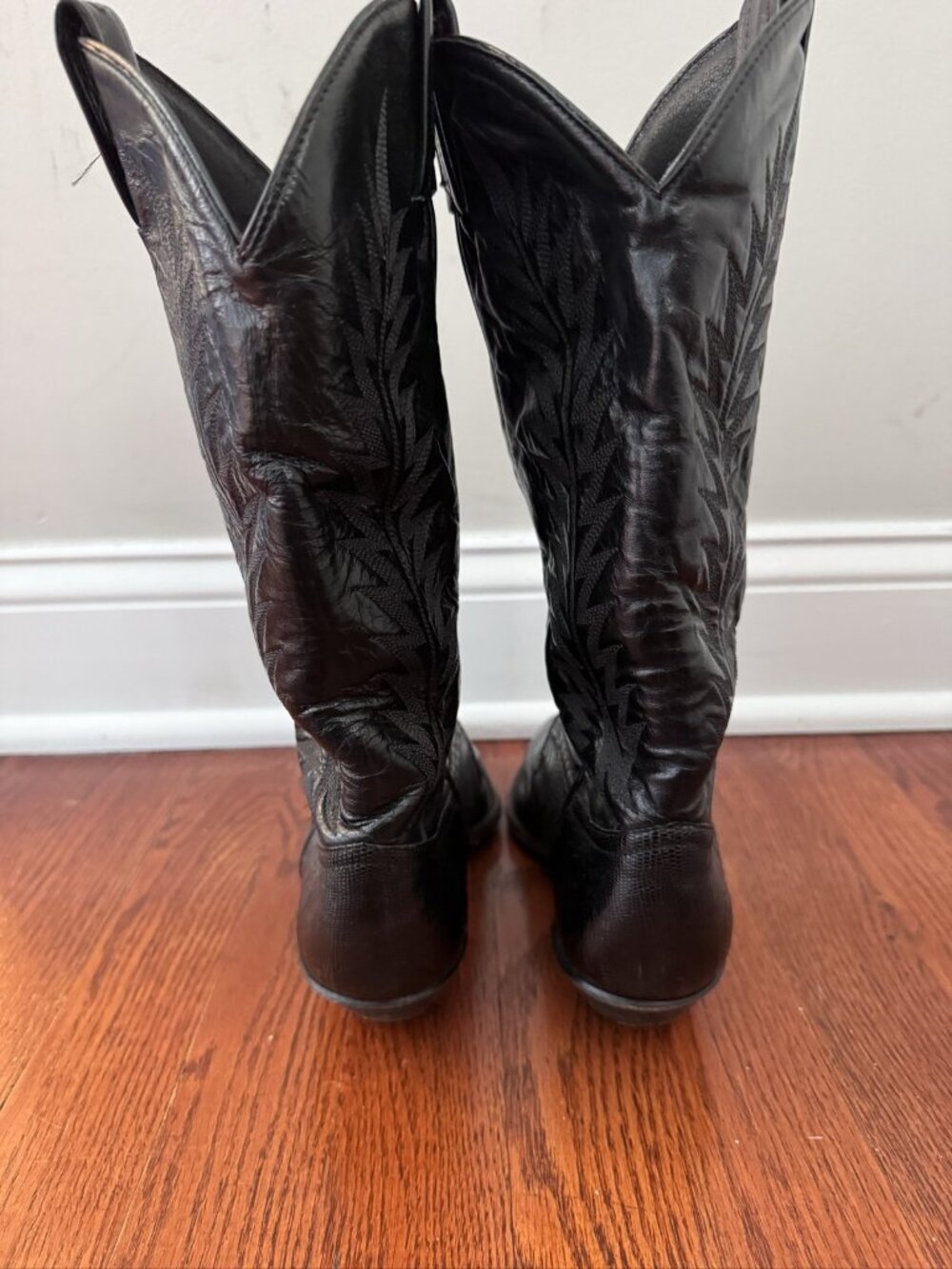 Tony Lama Boots 0007 Men's Black Leather Western Lizard Print Mid-Calf 6.5 - Picture 6 of 13